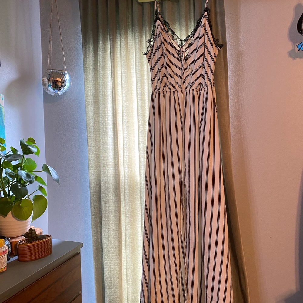 Main Strip lacy maxi dress with slit in front